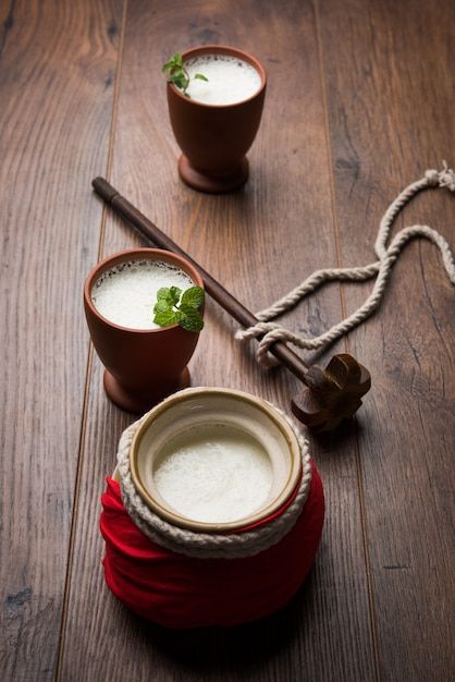 Premium Photo _ Lassie or lassi in terracotta glass – Lassi is an Authentic Indian cold drink made up of curd and milk and sugar